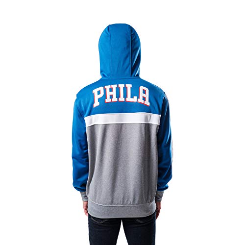 Ultra Game NBA Philadelphia 76ers Mens Soft Fleece Full Zip Jacket Hoodie, Team Color, Small