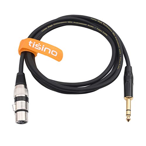 tisino XLR Female to 1/4 Inch (6.35mm) TRS Jack Lead Balanced Signal Interconnect Cable XLR to Quarter inch Patch Cable - 3.3 Feet