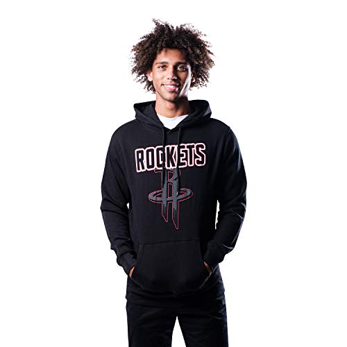 Ultra Game NBA Houston Rockets Mens Fleece Hoodie Pullover Sweatshirt Primo Metallic, Black, Small