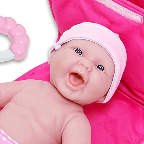 JC Toys - La Newborn | 10 Piece Deluxe Diaper Bag Gift Set | Feat. 13' Realistic Smiling Baby Newborn Doll | All Vinyl | Washable | Ages 2+ (18332) , Pink