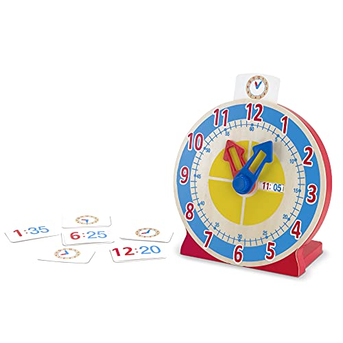 Melissa and Doug Turn and Tell Wooden Clock - Educational Toy With 12+ Reversible Time Cards