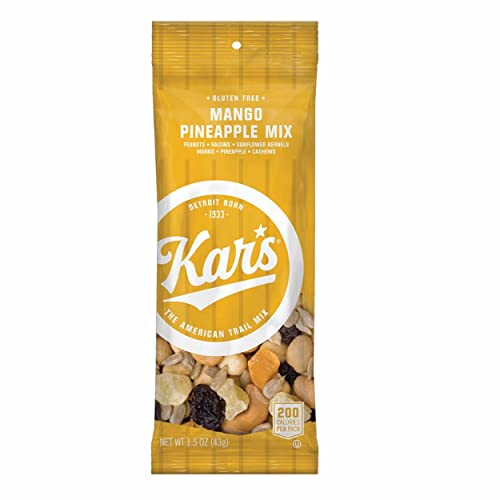 Kar’s Nuts Unsalted Mango Pineapple Trail Mix, 1.5 oz Individual Packs – Bulk Pack of 72, Gluten-Free Snacks