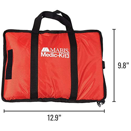 MABIS Medic-Kit3 EMT and Paramedic First Aid Kit with 3 Calibrated Nylon Blood Pressure Cuffs, Sizes Included: Large Adult, Adult and Child, Orange