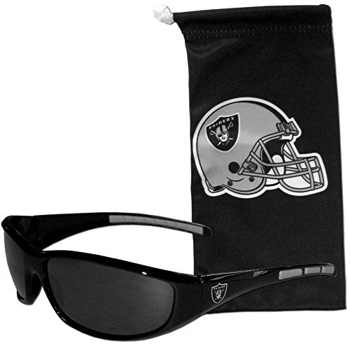 NFL Oakland Raiders Adult Sunglass and Bag Set, Black