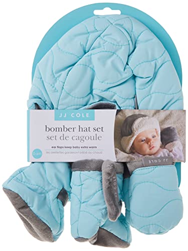 JJ Cole - Bomber Hat Set, Winter Boots, Mittens, and Hat to Keep Baby Warm and Comfortable, Aqua, 0 to 6 Months