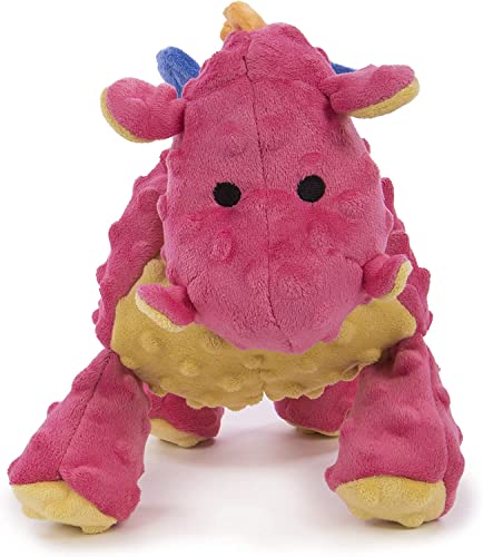 goDog Dragons Squeaker Plush Pet Toy for Dogs and Puppies, Soft and Durable, Tough and Chew Resistant, Reinforced Seams - Coral, Large
