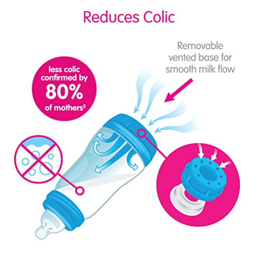 MAM Easy Start Anti Colic Baby Bottle 9oz, Easy Switch Between Breast and Bottle, Reduces Air Bubbles and Colic, 3 Pack, 2+ Months, Boy