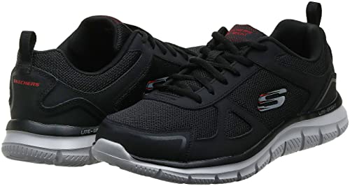 Skechers mens Track Scloric Oxford, Black/Red, 6.5 US