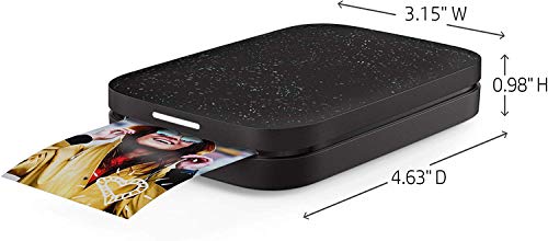 HP Sprocket Portable 2x3' Instant Color Photo Printer (Noir) Print Pictures on Zink Sticky-Backed Paper from your iOS and Android Device.