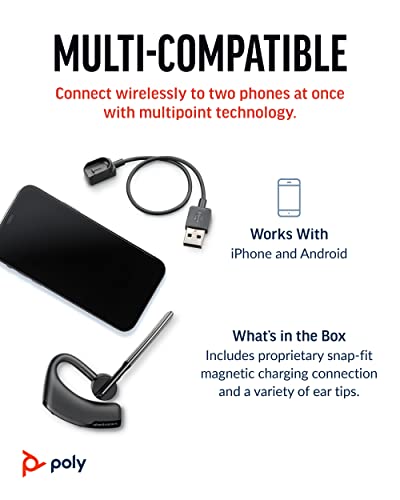 Poly Voyager Legend Wireless Headset (Plantronics) - Single-Ear Bluetooth w/Noise-Canceling Mic - Voice Controls - Mute and Volume Buttons - Ergonomic Design -Connect to Mobile/Tablet via Bluetooth -FFP