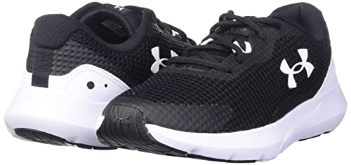Under Armour Women's Surge 3 Running Shoe, Black (001)/White, 7.5