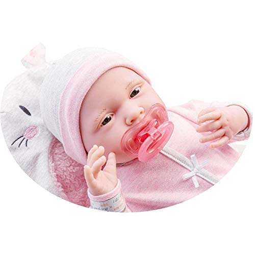 JC Toys - La Newborn Nursery | 8 Piece Bunting Soft Body Baby Doll Gift Set | 15.5' Life-Like Soft and Posable Newborn Doll with Accessories | Pink Bunny| Ages 2+ (18789)