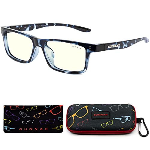 GUNNAR - Premium Gaming and Computer Glasses for Kids (age 8-12) - Blocks 35% Blue Light - Cruz, Navy Tortoise, Clear Tint