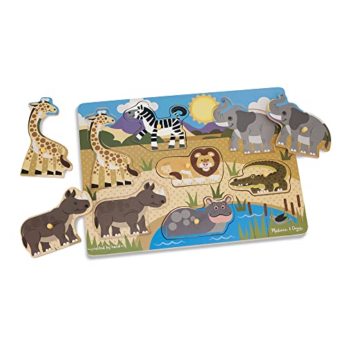 Melissa and Doug Safari Wooden Peg Puzzle (7 pcs)