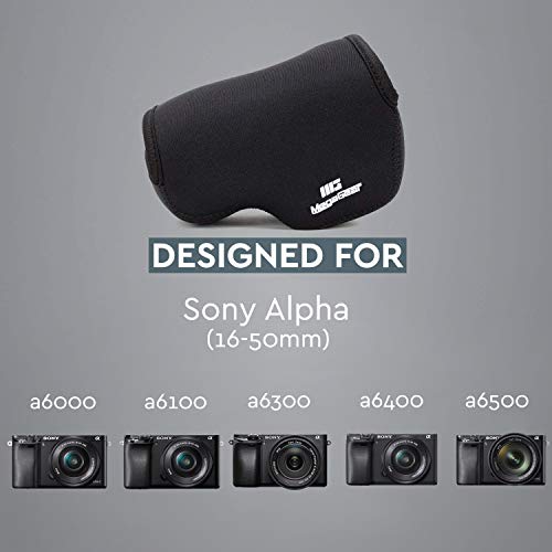 MegaGear MG064 Ultra Light Neoprene Camera Case Compatible with Sony Alpha A6400, A6500, A6300, A6000 (16-50 mm)-Black (MG063)