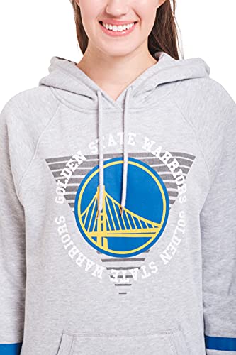 Ultra Game NBA Golden State Warriors Womens Soft Fleece Pullover Hoodie Sweatshirt With Varsity Stripe, Heather Gray, Medium