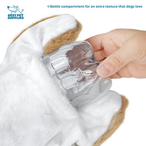 Best Pet Supplies 2-in-1 Stuffless Squeaky Dog Toys with Soft, Durable Fabric for Small, Medium, and Large Pets, No Stuffing for Indoor Play, Holds a Plastic Bottle - Hare, Large