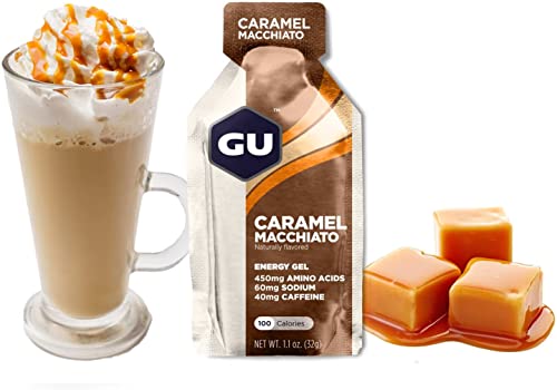 GU Energy Original Sports Nutrition Energy Gel, 24-Count, Caramel Macchiato