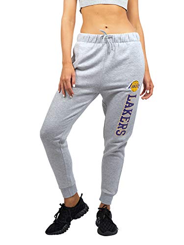 Ultra Game NBA Los Angeles Lakers Womens Jogger Pants Active Basic Fleece Sweatpants , Heather Gray, Small