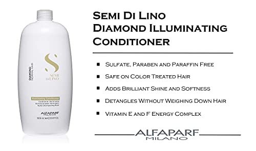 Alfaparf Milano Semi Di Lino Diamond Shine Illuminating Hair Conditioner - Sulfate Free - For Normal Hair - Safe on Color Treated Hair - Paraben and Paraffin Free - Professional Salon Quality