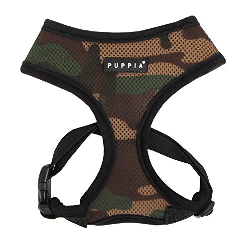 Puppia Soft Dog Harness No Choke Over-The-Head Triple Layered Breathable Mesh Adjustable Chest Belt and Quick-Release Buckle, Camouflage, X-Small