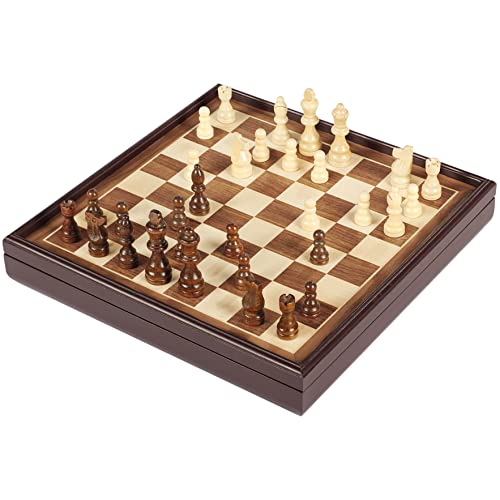 Legacy Deluxe Chess and Checkers Set, Classic Two Player Game Includes Folding Board with Solid Wood Playing Pieces, for Kids and Adults Ages 8 and Up