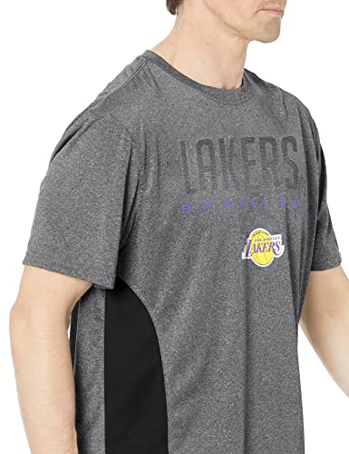 Ultra Game NBA Los Angeles Lakers Mens Active Tee Shirt, Charcoal Heather, Small