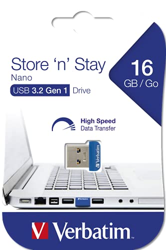 Verbatim 16GB Store 'n' Stay Nano USB 3.0 Flash Drive - Blue - 98709