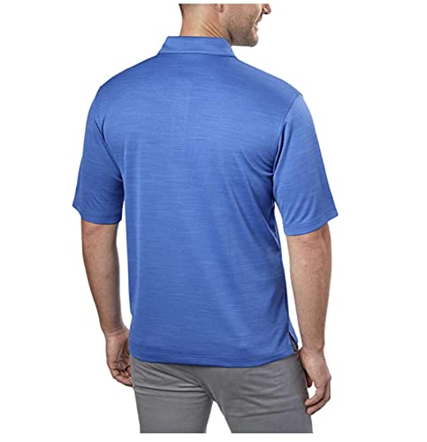 Kirkland Men's Performance Moisture Wicking Polo - 4 Colors and Sizes (X-Large, Grey Blue Stripe)