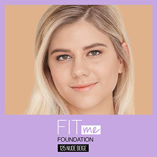 Maybelline Fit Me Dewy + Smooth SPF 18 Liquid Foundation Makeup, Nude Beige, 1 Count