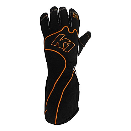 K1 Race Gear RS1 Reverse Stitch Kart Racing Gloves (Orange/Black, X-Large)