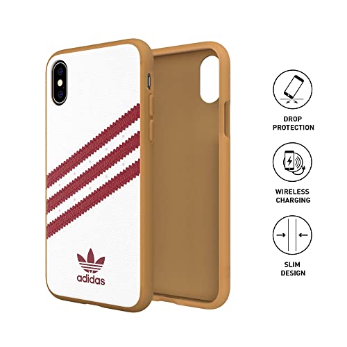 adidas Originals White/Collegiate Burgundy Molded Case for iPhone X/XS, Drop-Resistant Phone Case