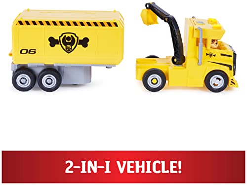 Paw Patrol, Rubble 2 in 1 Transforming X-Treme Truck with Excavator Toy, Crane Toy, Lights and Sounds, Action Figures, Kids Toys for Ages 3 and up