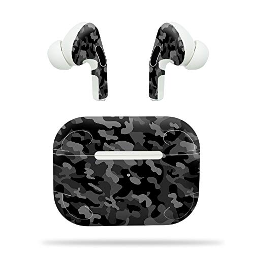 MightySkins Compatible with Apple Airpods Pro - Black Camo | Protective, Durable, and Unique Vinyl Decal Wrap Cover | Easy to Apply, Remove, and Change Styles | Made in The USA