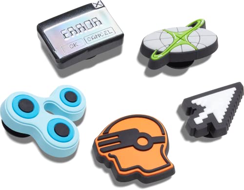 Crocs Jibbitz 5-Pack Video Gamer Shoe Charms | Jibbitz for Crocs, Gamer Boy, Small