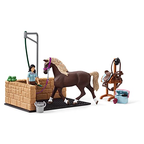Schleich Horse Toys and Playsets – 13 Piece Horse Wash and Bath Stall Area, with Horse Figurine, Horse Groomer Action Figure, and Pony Accessories, for Girls and Boys Ages 5 and Above