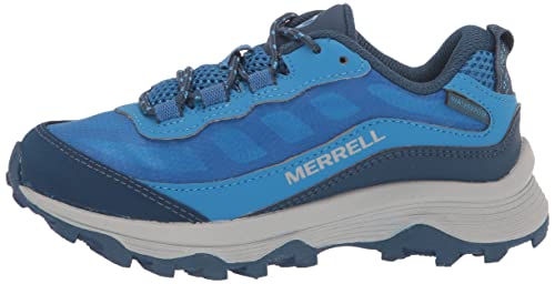Merrell Moab Speed Low Waterproof Hiking Sneaker, Blue, 7 US Unisex Big Kid
