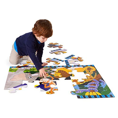 Melissa and Doug Safari Social Jumbo Jigsaw Floor Puzzle (24 pcs, 2 x 3 feet) - Kids Animal Puzzles, Large Floor Puzzles For Preschoolers And Kids Ages 3+