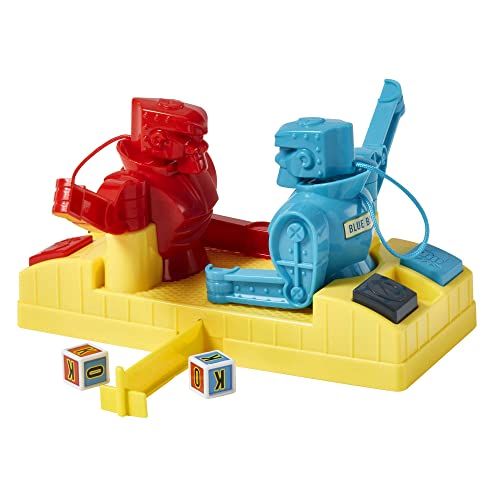 Mattel Games Rock 'Em Sock 'Em Robots Kids Game Knock or Block Fighting Robots, Roll Die and Think Fast with Red Rocket and Blue Bomber
