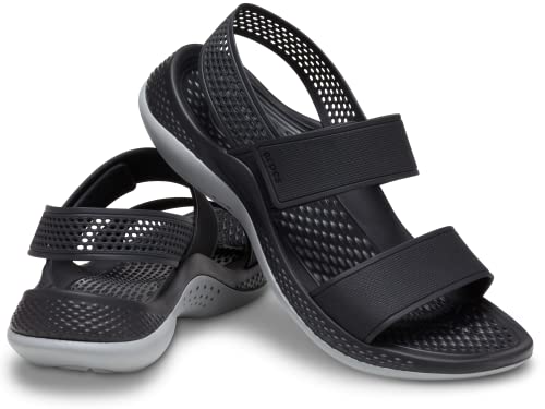 Crocs Women's Literide 360 Sandals | for Women Sandal, Black/Light Grey, 7 US