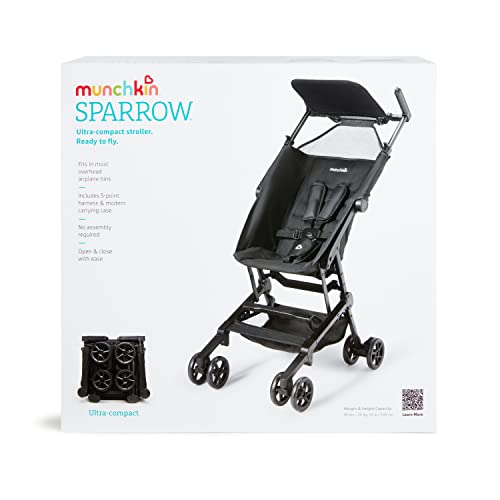 Munchkin® Sparrow™ Ultra Compact Lightweight Travel Stroller for Babies and Toddlers, Black