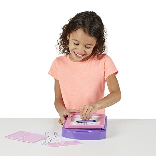 Melissa and Doug Fashion Design Art Activity Kit - 9 Double-Sided Rubbing Plates, 4 Pencils, Crayon - Fashion Plates, Travel Toys for Kids Ages 5+, 16 Piece Set, White