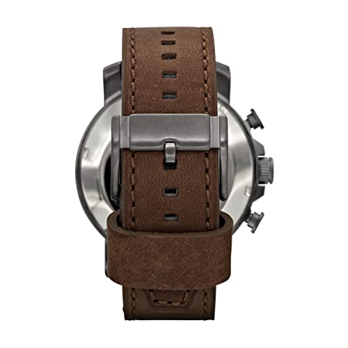 Fossil Men's Nate Quartz Stainless Steel and Leather Chronograph Watch, Color: Smoke, Brown (Model: JR1424)