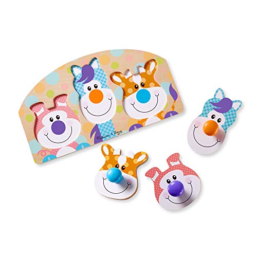 Melissa and Doug First Play Wooden Jumbo Knob Farm Animal Puzzle (3 pcs)