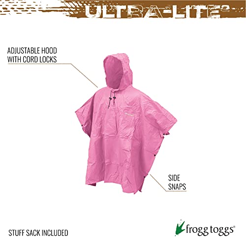 FROGG TOGGS Men's Standard Ultra-Lite2 Waterproof Breathable Poncho, Pink, One Size