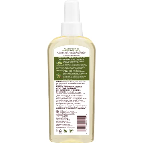 Palmers Olive Oil Formula Hair Conditioning and Scalp Oil Spray, Hydration and Shine Therapy for Dry or Damaged Hair, Promotes Scalp Health, 5.1 Oz (Pack of 2)