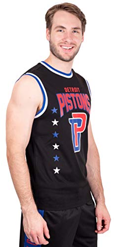 Ultra Game NBA Detroit Pistons Mens Jersey Sleeveless Muscle T-Shirt, Black, X-Large