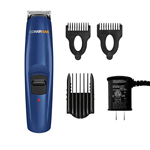 ConairMAN Mustache and Beard Trimmer for Men, Battery Powered Facial Hair Trimmer Grooming Kit, Blue