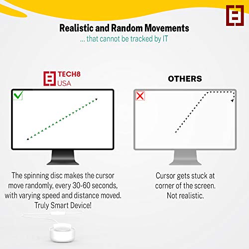 TECH8 USA, Undetectable Mouse Mover, Jiggler- Made in Texas with US and Imported Parts- No Software, Moves Mouse Automatically, Keeps PC Active- Variant