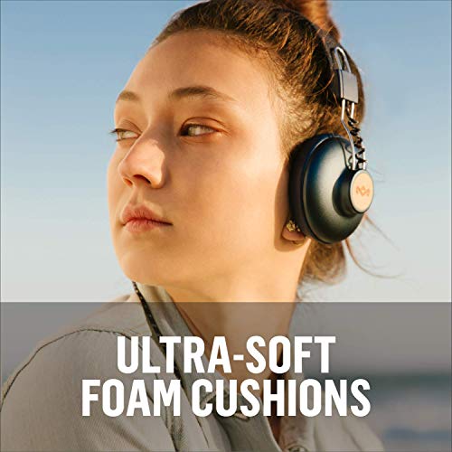 House of Marley Positive Vibration 2: Over-Ear Wired Headphones with Microphone, Plush Ear Cushions, and Sustainable Materials (Black)